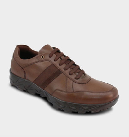 Pegasus Leather Wide Fit Trainer Style Walking Shoe - MJ014